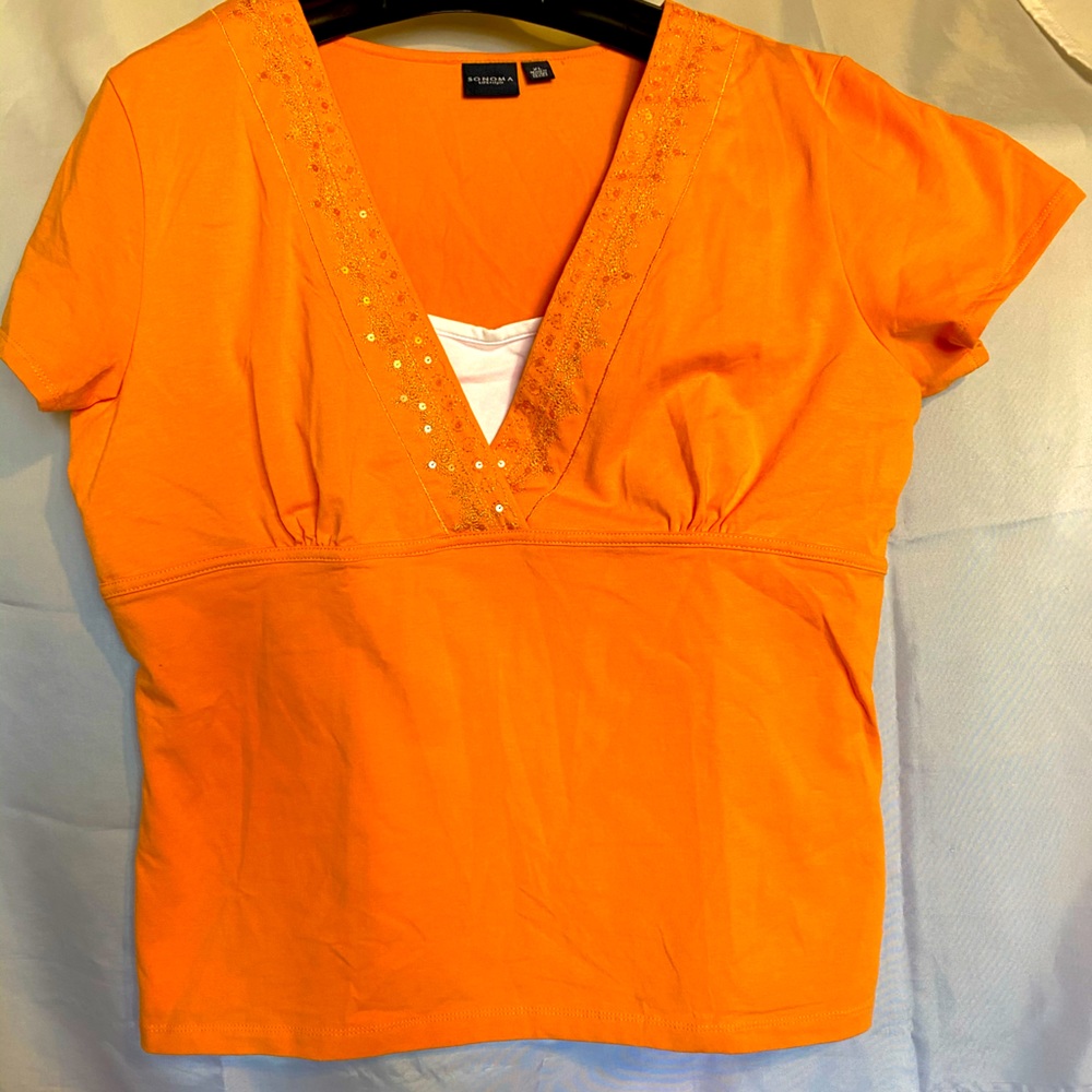 Shirt with cami and embroidery